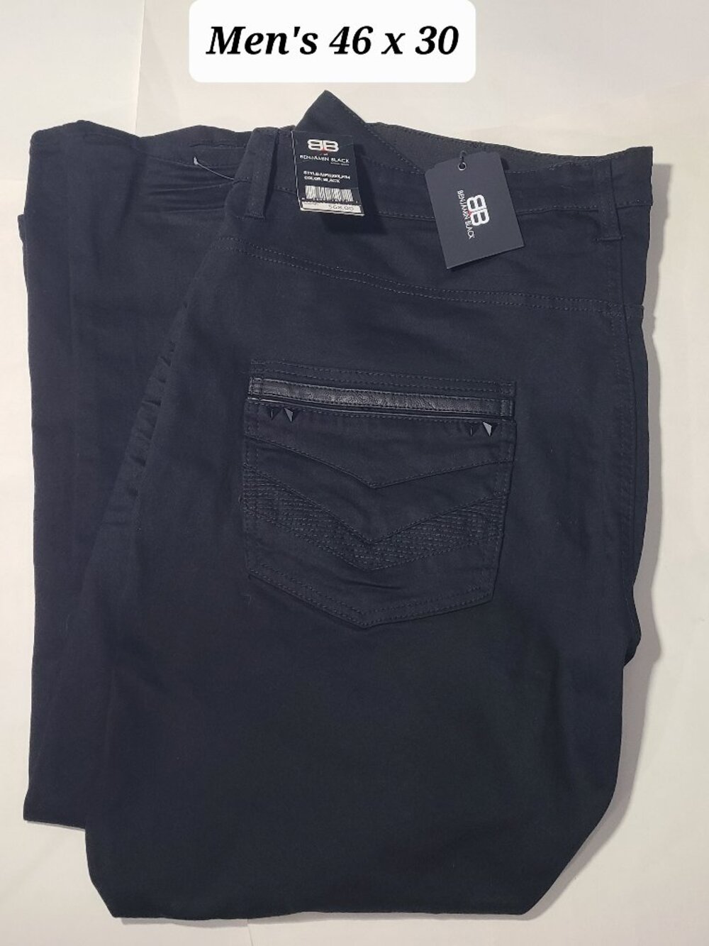 Benjamin Black Slim Fit Black Stretch Pants Men's 46 x 30 NWT